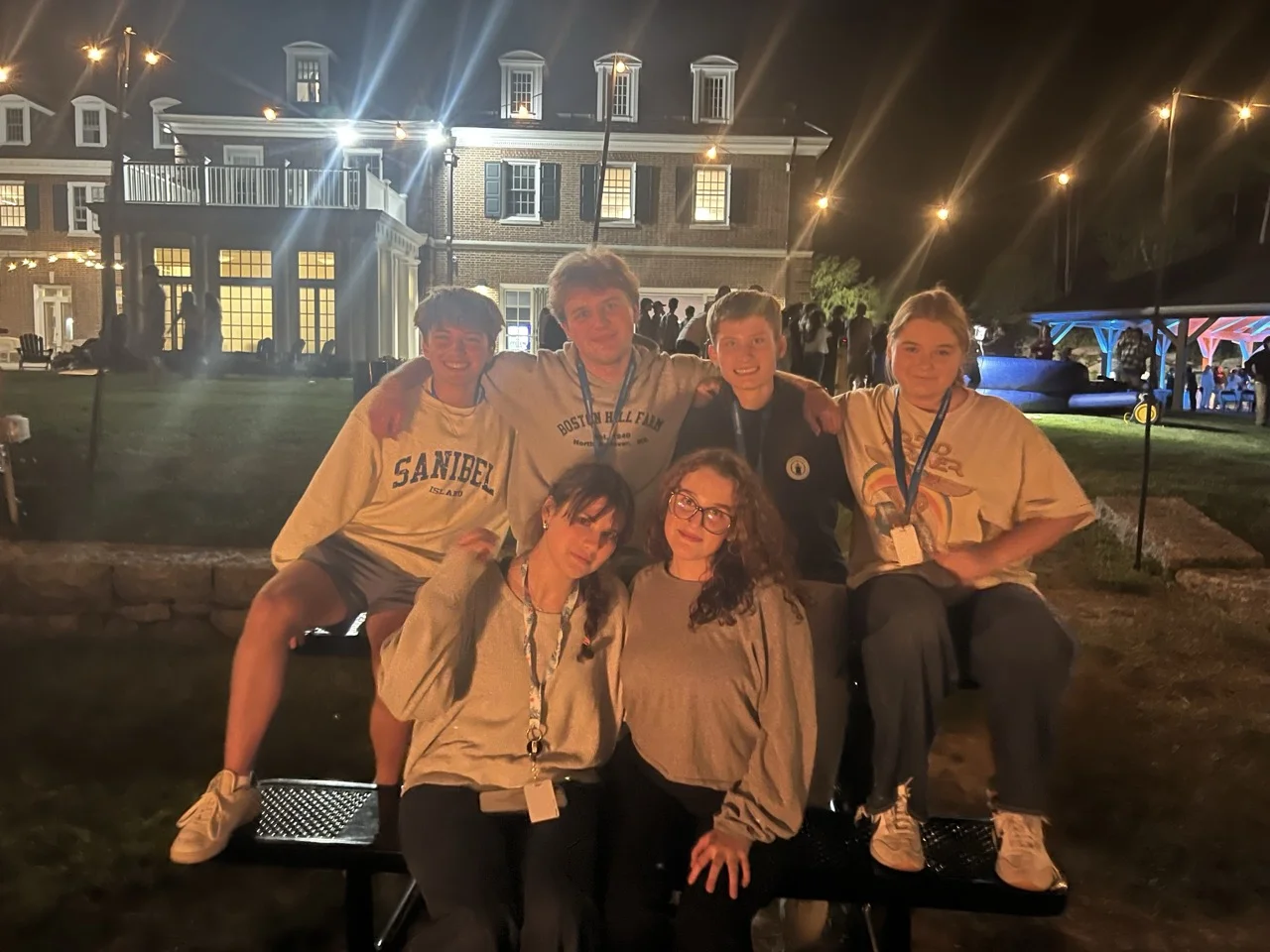 high school students at nighttime event